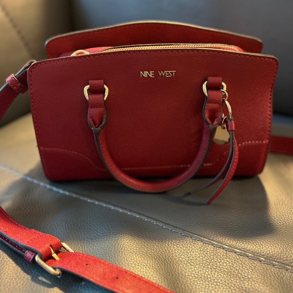 Nine West Red Satchel Crossbody Bag